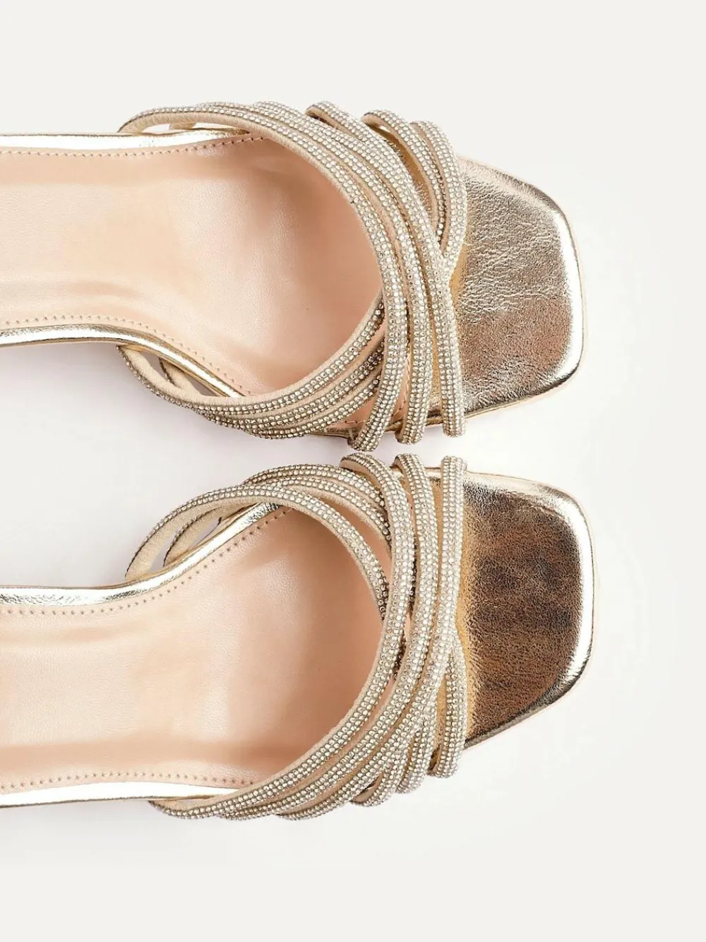 Sale Linzi Strictly Wide Fit Diamante Crossover Heeled Sandals Gold