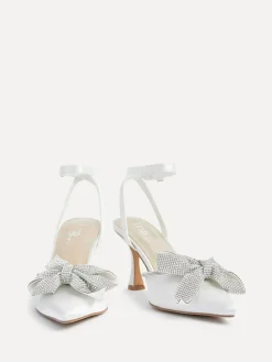 Sale Linzi Ivory Bridal Angela Satin Diamante Bow Detail Court Heels