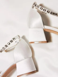 Linzi Ivory Bridal Jordanna Low Block Court Heels With Embellished Ankle Strap^Women Heels