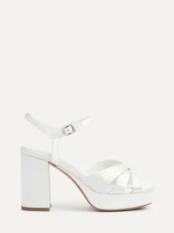 Online Linzi Ivory Bridal Keliah Platform Cross-Over Strap Block Heeled Sandals