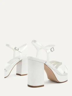 Online Linzi Ivory Bridal Keliah Platform Cross-Over Strap Block Heeled Sandals