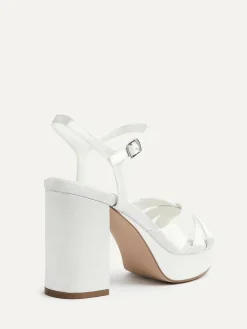 Online Linzi Ivory Bridal Keliah Platform Cross-Over Strap Block Heeled Sandals