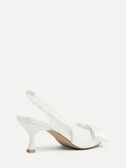 Linzi Ivory Bridal Merlot Satin Slingback Court Heels With Bow Detail