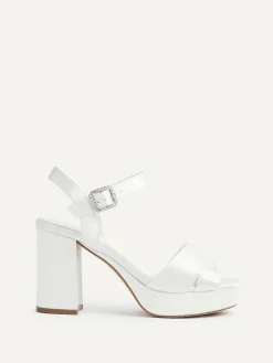 Clearance Linzi Ivory Bridal Perola Cross-Over Strappy Platform Sandals
