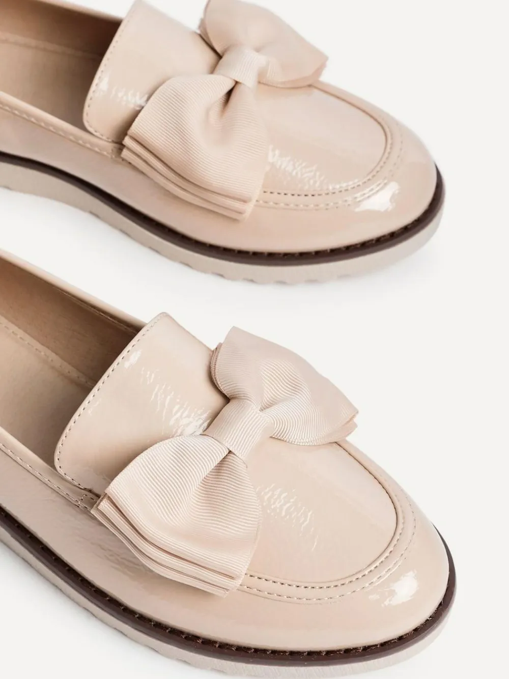 Clearance Linzi Cathy Platform Loafers with Large Bow Nude