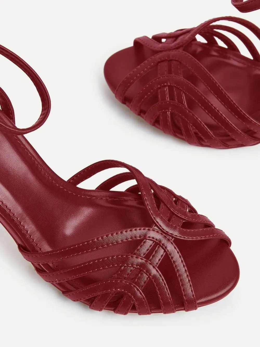 Linzi Eros Caged Stiletto Heel Sandals Red