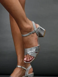 Linzi Vivian Wide Fit Heeled Sandals With Crossover Front Strap^Women Wide Fit & Extra Wide Fit|Heels