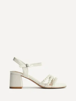 Best Linzi White Perla Heeled Sandals With Pearl Straps