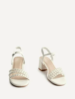 Best Linzi White Perla Heeled Sandals With Pearl Straps