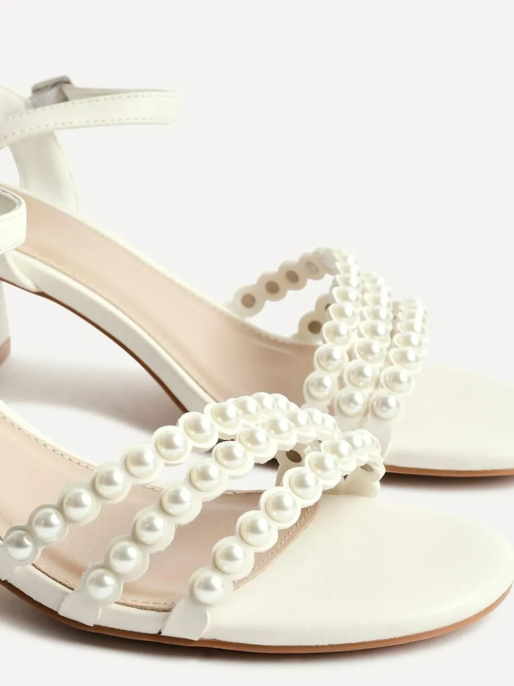 Best Linzi White Perla Heeled Sandals With Pearl Straps