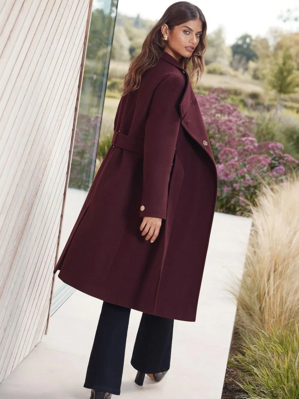 Lipsy Asymmetrical Funnel Neck Belted Coat^Women Coats & Jackets|Coats & Jackets