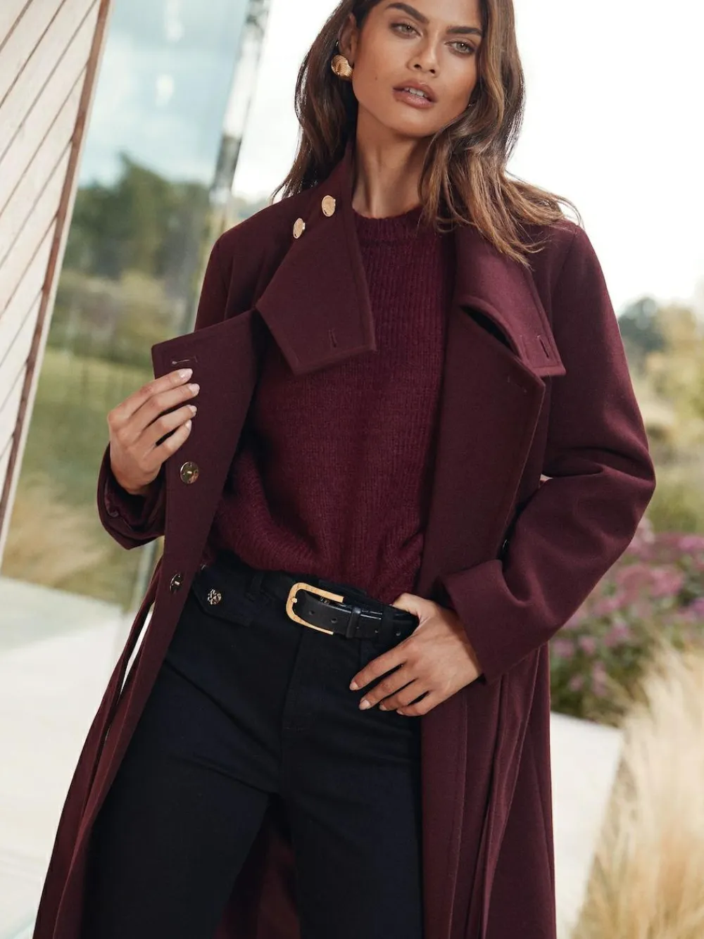 Lipsy Asymmetrical Funnel Neck Belted Coat^Women Coats & Jackets|Coats & Jackets