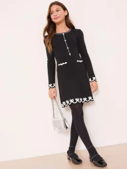 Lipsy Black Bow Tipped Knit Dress (5-16yrs)^ Dresses