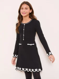 Lipsy Black Bow Tipped Knit Dress (5-16yrs)^ Dresses