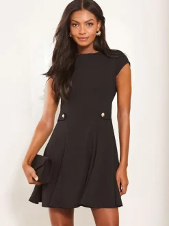 Best Lipsy Button Side Mini Skater Dress Black