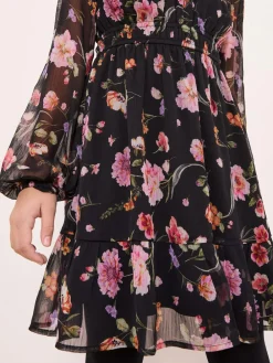 Lipsy Black Chiffon Floral Print Dress (5-16yrs)^ Dresses|Occasionwear