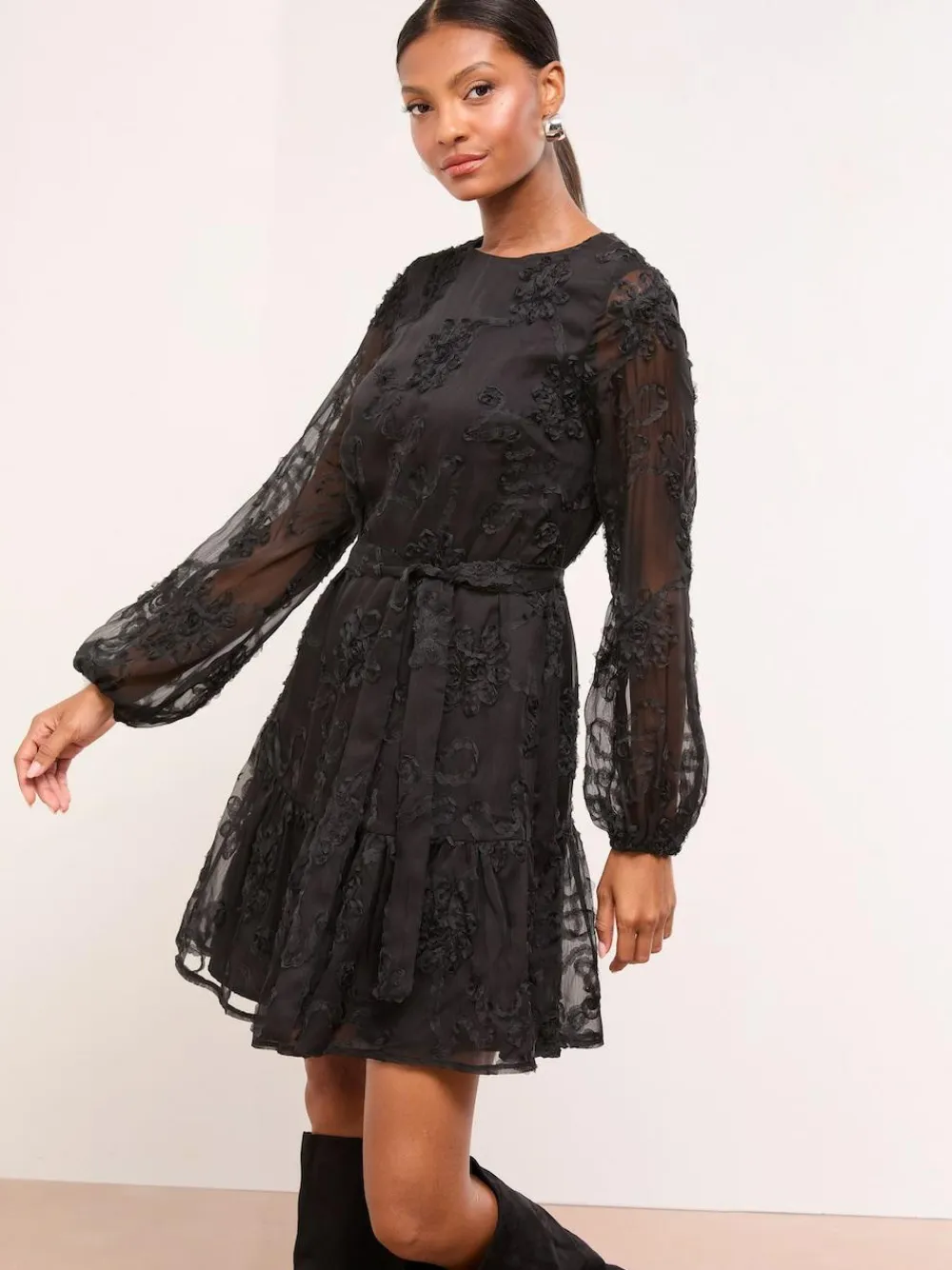 Lipsy 3D Lace Long Sleeve Mini Dress^Women Dresses