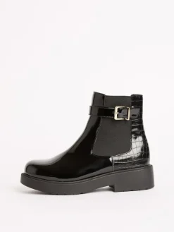 Lipsy Black Faux Croc Effect Chelsea Boots^ Boots & Wellies