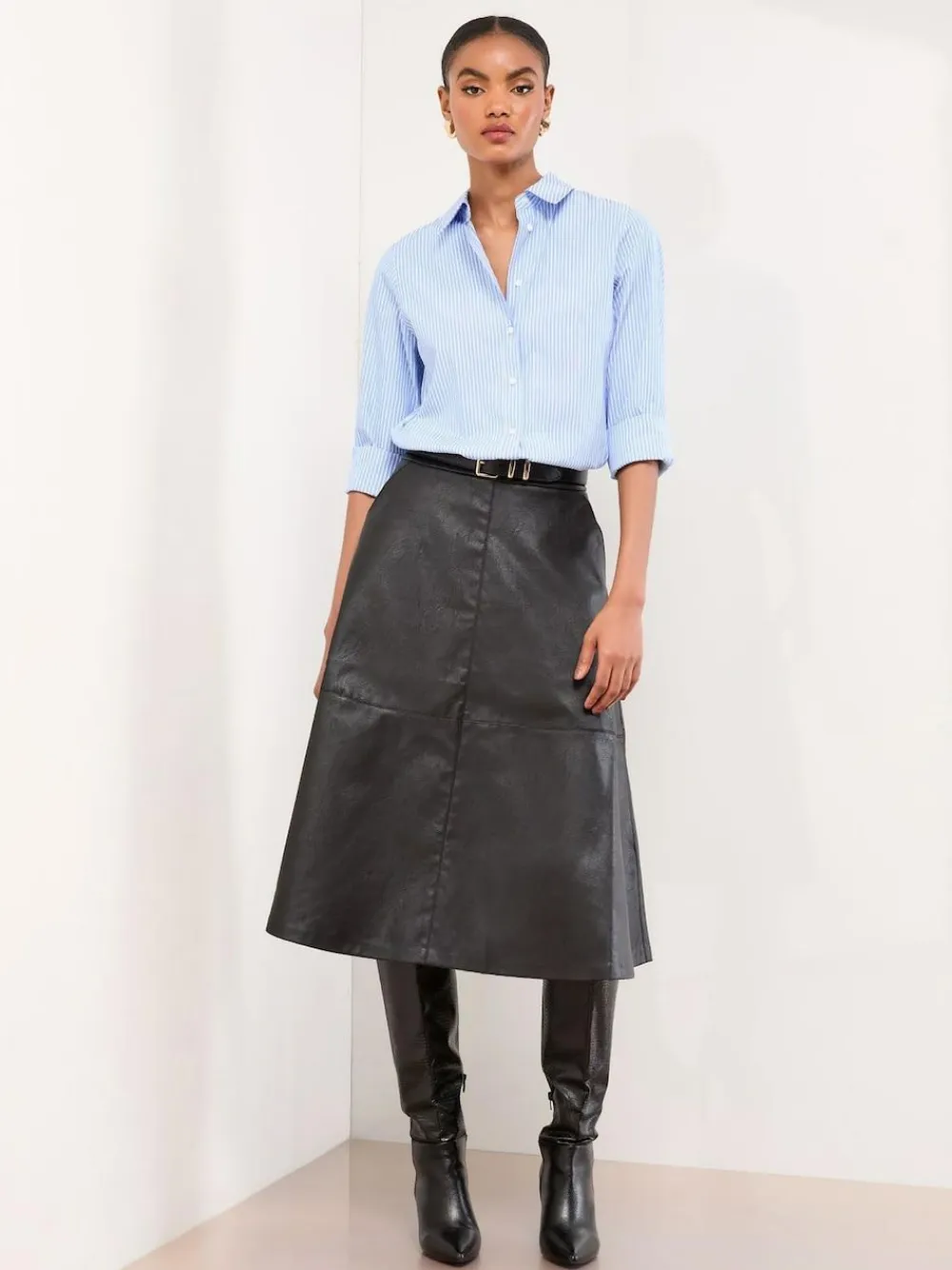 Lipsy Textured Fit and Flared Midi Skirt^Women Skirts