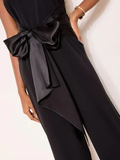 Sale Lipsy Black Halter Neck Satin Drape Jumpsuit