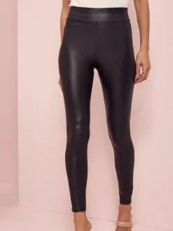 Lipsy Black High Waist Leather Look Leggings^Women Leggings & Sweatpants