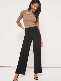New Lipsy Black High Waist Wide Leg Trousers