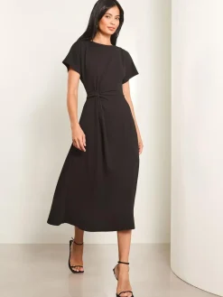 Lipsy Knot Side Midi Dress Black