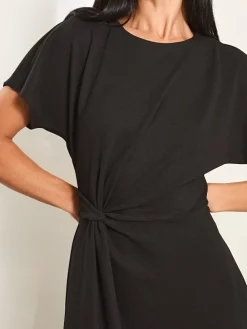 Lipsy Knot Side Midi Dress Black