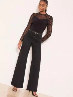 Lipsy Black Lace Long Sleeve Top^Women Tops & T-Shirts|Occasionwear