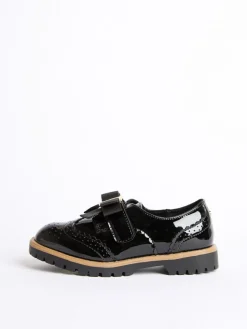 Discount Lipsy Black Patent Bow Detail Brogue School Velcro Strap Shoes