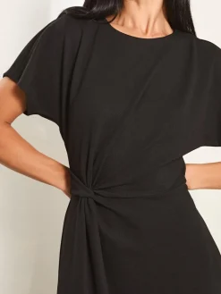 Discount Lipsy Petite Knot Side Midi Dress Black