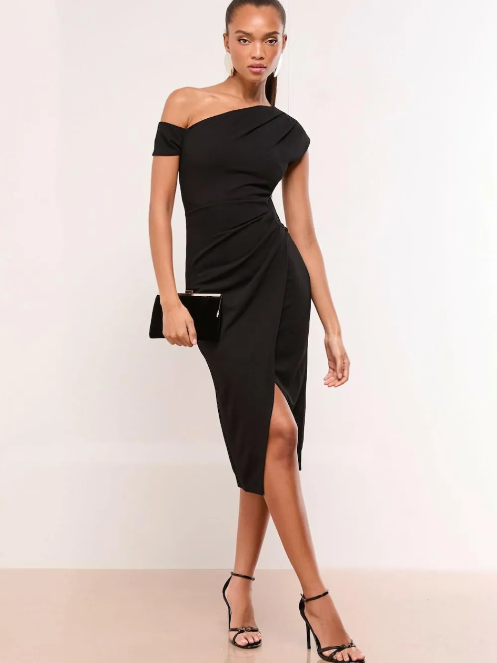 Lipsy Petite Off The Shoulder Gathered Waist Midi Dress^Women Occasion Dresses|Midi Dresses