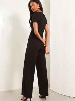 Lipsy Black Petite Short Sleeve Splice Jumpsuit^Women Occasionwear|Jumpsuits & Playsuits