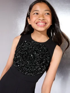 Lipsy Black Sequin Corsage Party Jumpsuit (5-16yrs)^ Jumpsuits & Playsuits
