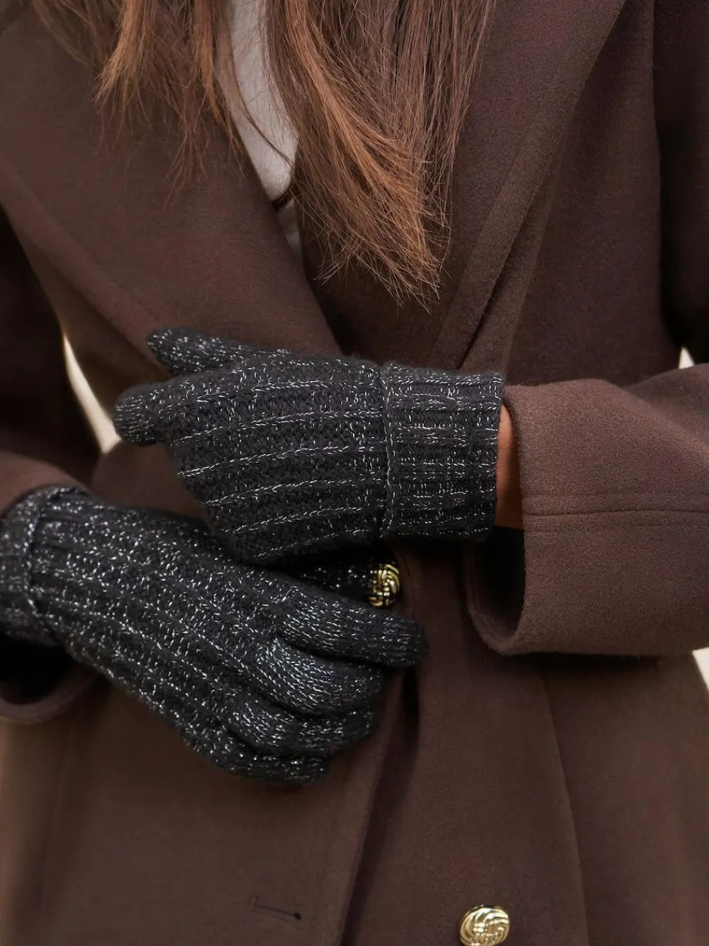 Lipsy Shimmer Ribbed Knitted Gloves^Women Hats, Gloves & Scarves|Hats, Gloves & Scarves