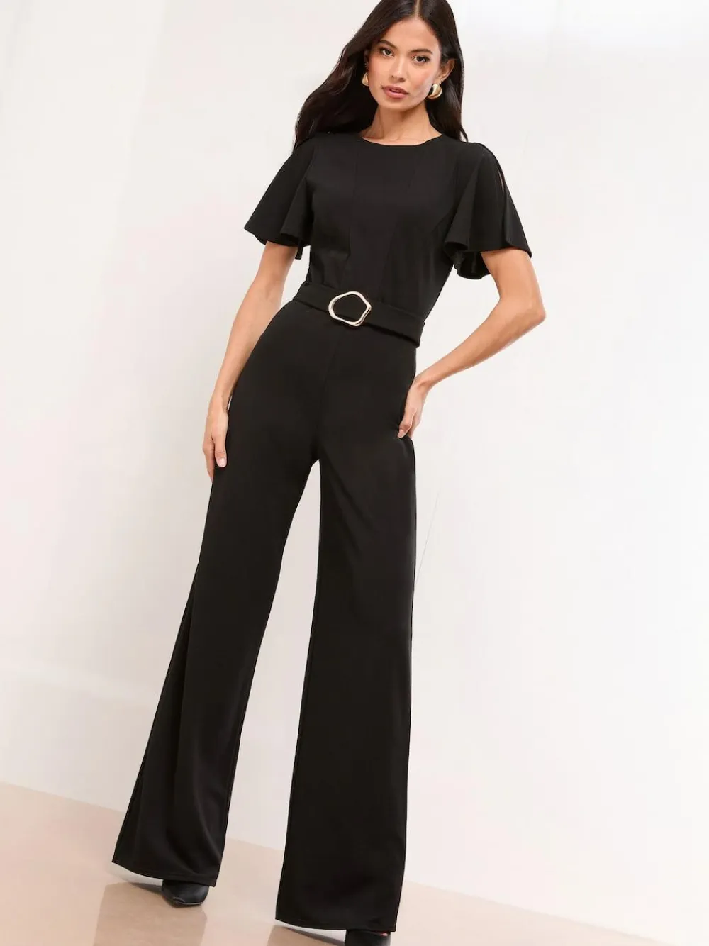 Lipsy Short Sleeve Hardware Jumpsuit Black