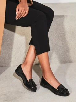 Discount Lipsy Black Standard Fit Patent Flat Tassel Loafers