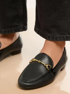 Best Lipsy Standard Fit Snaffle Faux Leather Loafers Black