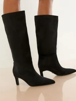 Lipsy Standard fit Faux Leather Knee High Low Kitten Heel Boots^Women Boots & Wellies|Boots