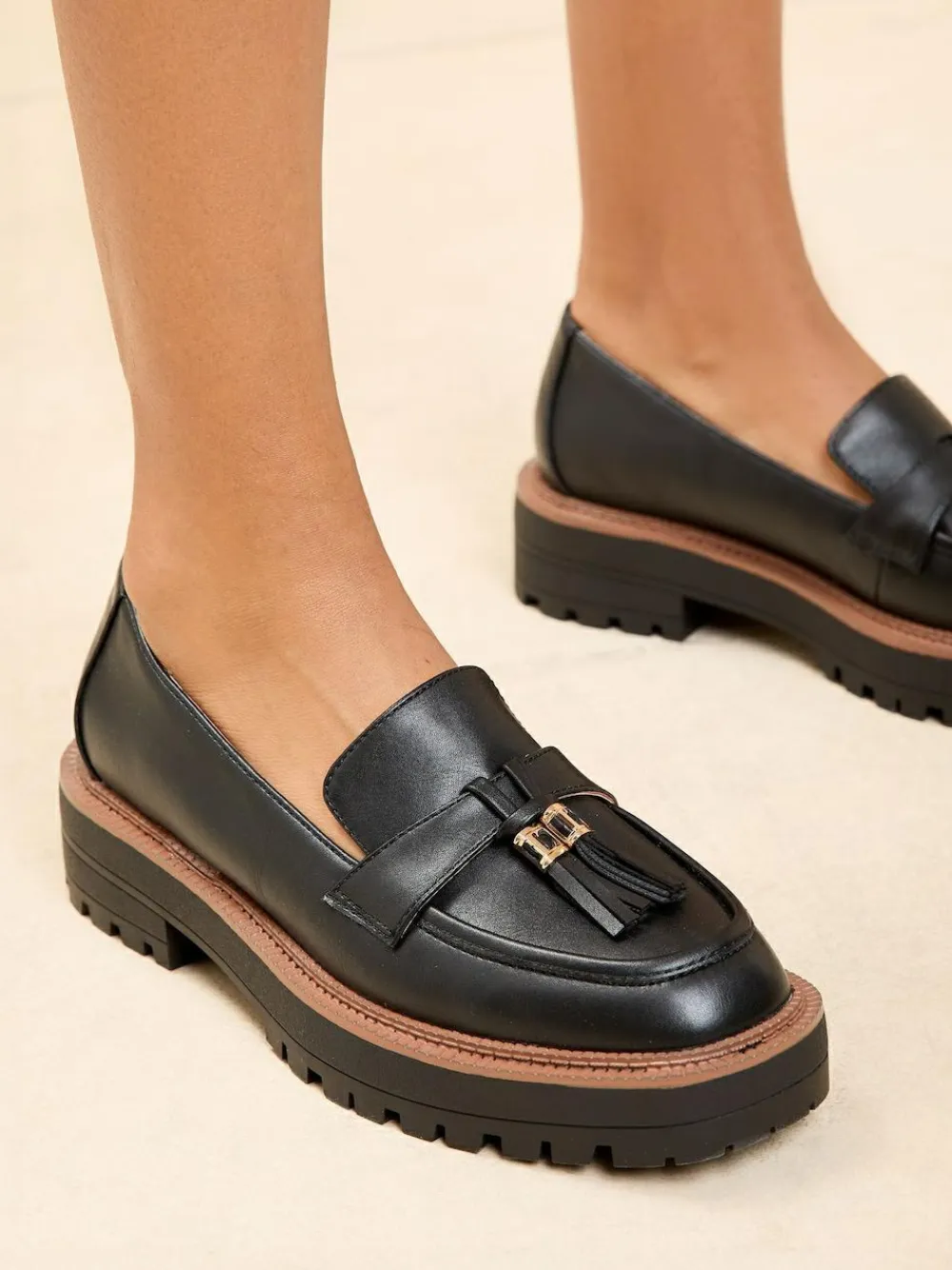Lipsy Standard Fit Chunky Snaffle Trim Detail Faux Leather Loafers^Women Flats