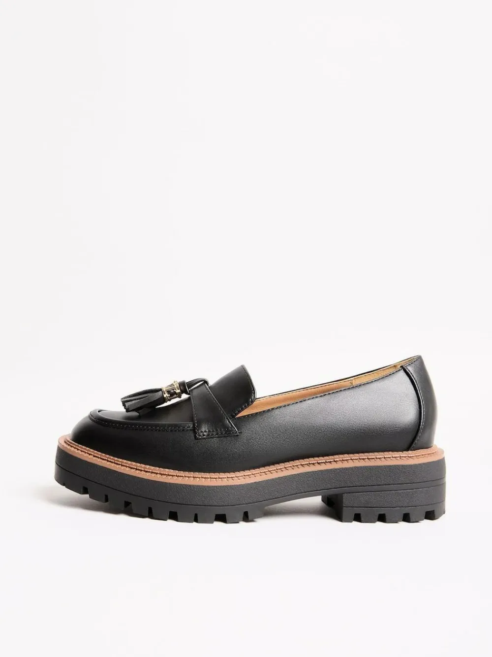 Online Lipsy Wide Fit Chunky Snaffle Trim Detail Faux Leather Loafers Black