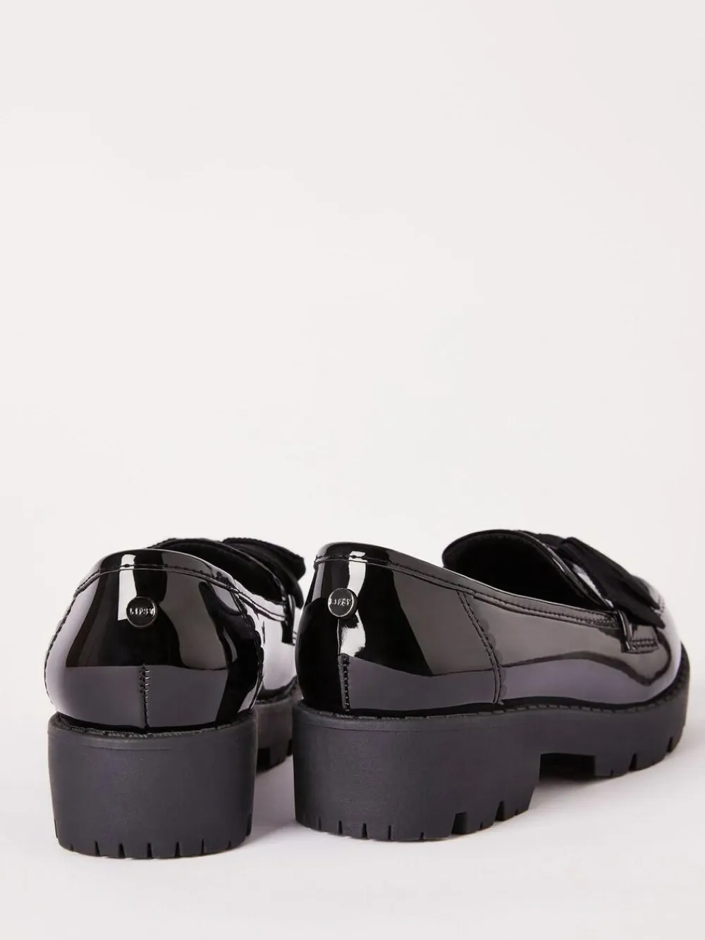 Lipsy Black Wide Fit (G) Patent Chunky Bow Slip On Loafer School Shoes^ Shoes