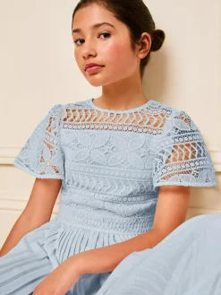 Lipsy Blue Flutter Sleeve Lace Occasion Jumpsuit (5-16yrs)^ Jumpsuits & Playsuits