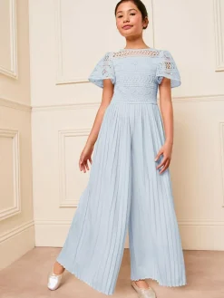 Lipsy Blue Flutter Sleeve Lace Occasion Jumpsuit (5-16yrs)^ Jumpsuits & Playsuits