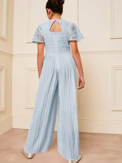 Lipsy Blue Flutter Sleeve Lace Occasion Jumpsuit (5-16yrs)^ Jumpsuits & Playsuits
