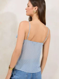 New Lipsy Blue Ruffle Lace Cami