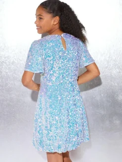 Lipsy Blue Sequin Bubble Hem Party Dress (5-16yrs)^ Occasionwear