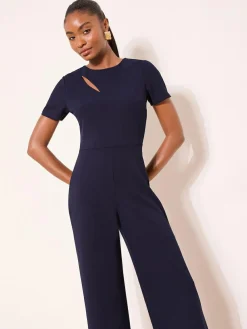 Sale Lipsy Short Sleeve Splice Jumpsuit Blue/Navy