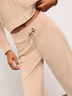 Outlet Lipsy Embroidered Velour Relaxed Wide Leg Joggers Brown