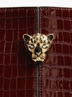 Hot Lipsy Croc Effect Shopper Tote Bag Burgundy Red